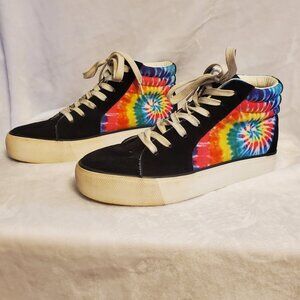 Awesome Mudd Tie-Dye Suede High Top Poppy Sneakers, Size 10